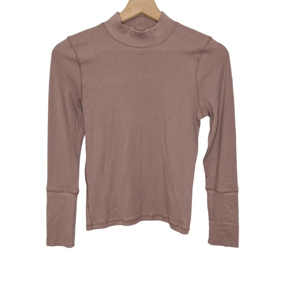 Free People Tops - Intimately Free People Women's The Rickie Top Mock Neck Long Sleeve Ribbed Brown